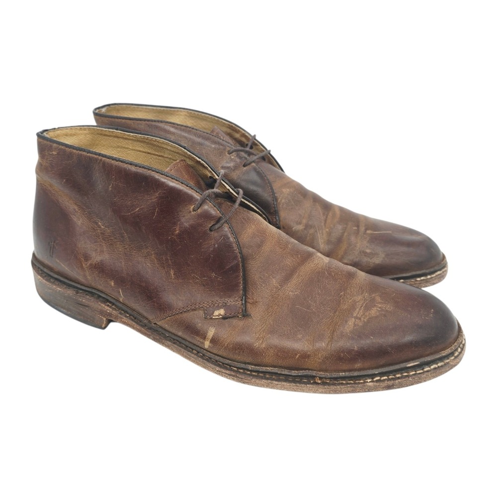 Frye John Addison Boots Mens Size 13 D Brown Leather Chukka Shoes Lace Up